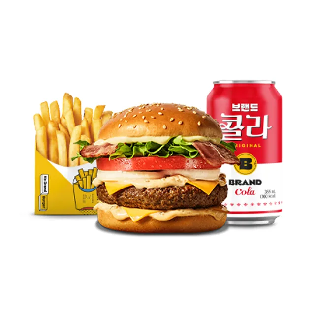 Double Cheese Bacon Signature Burger Set In South Korea No Brand Burger