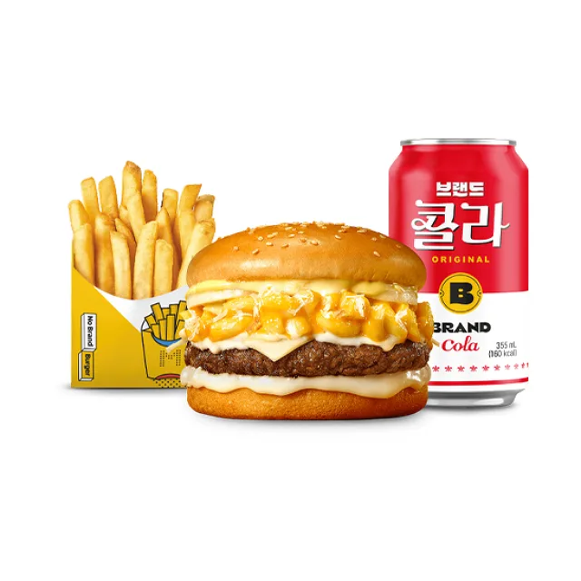 Quatro Mac&Cheese Burger Set In South Korea No Brand Burger