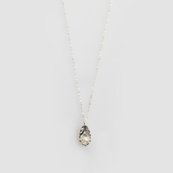 Pearl On The Leaf Necklace-Silver item image