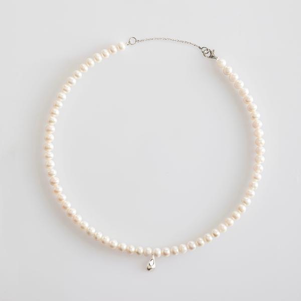 Cutting Eyedrop Pearl Necklace-Silver product image