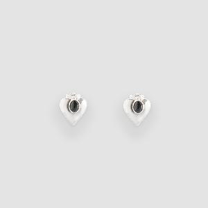 Black Brave in Heart Earring-Silver product image