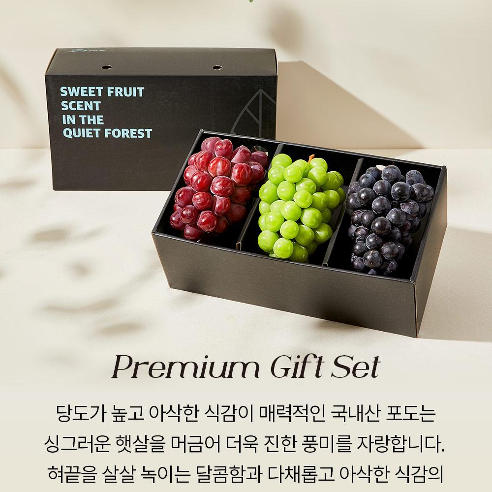 Premium Korean 3-Color Grape Gift Set 1.9kg In South Korea