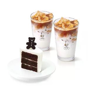 Teddy Bear Chocolate Chiffon (Slice) + 2 Cafe Latte (P) product image