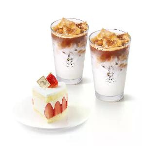 Strawberry Fraisier (Slice) + 2 Cafe Latte (P) product image
