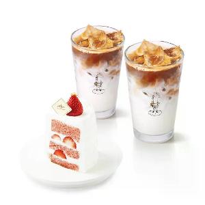 Double Strawberry Chiffon (Slice) + 2 Cafe Latte (P) product image