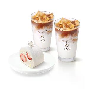 Strawberry White Roll (Slice) + 2 Cafe Latte (P) product image