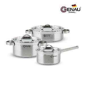 3-Ply IH Stainless Steel Pot Set (3-Piece: Saucepan 16 + Casserole 20 + Shallow Pot 24) product image