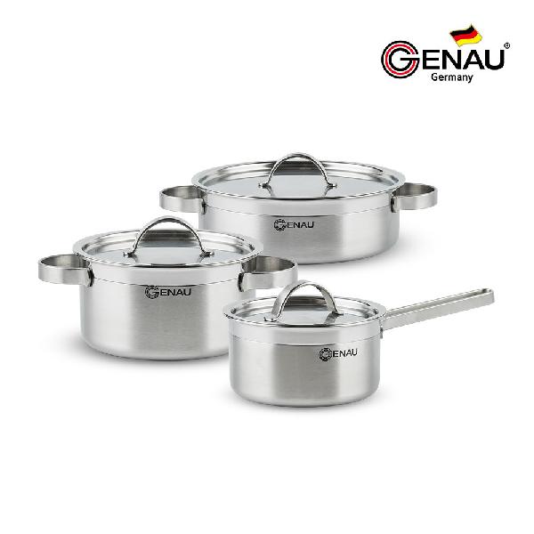 3-Ply IH Stainless Steel Pot Set (3-Piece: Saucepan 16 + Casserole 20 + Shallow Pot 24) product image