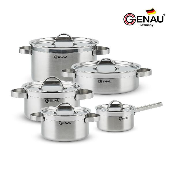 3-Ply IH Stainless Steel Pot Set (5-Piece: Saucepan 16 + Casserole 18, 20, 24 + Shallow Pot 24) product image