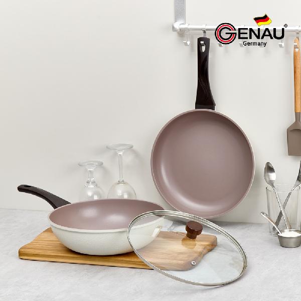Cookin IH Titanium-Coated Frying Pan Set (3-Piece: Frying 28 + Wok 28 + Lid) product image