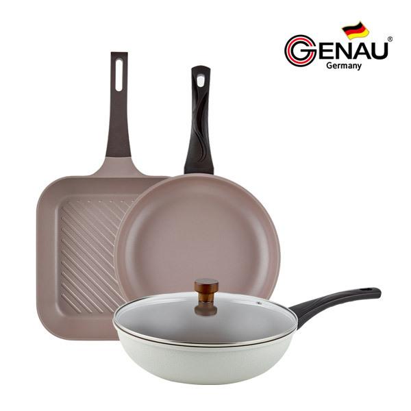 Cookin IH Titanium-Coated Frying Pan Set (4-Piece: Square 28 + Frying 28 + Wok 28 + Lid) product image
