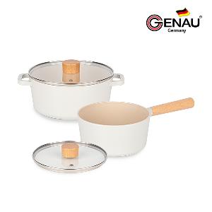 Brise IH Ceramic-Coated Pot Set (2-Piece: Saucepan 18 + Casserole 20) Ivory product image