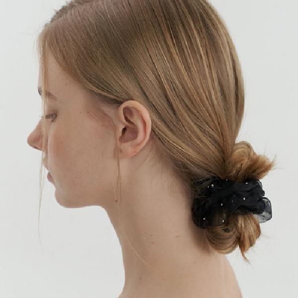 mesh layered scrunch-black product image