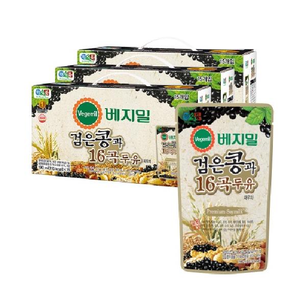 [Special Offer] Vegemil Black Bean 16 Grains (Pouch) 190ml x 45 pouches (15 pouches x 3 bags) product image