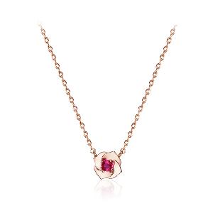 14K GP Ruby Flower Simple Necklace ELBRNN222 Rose Gold product image