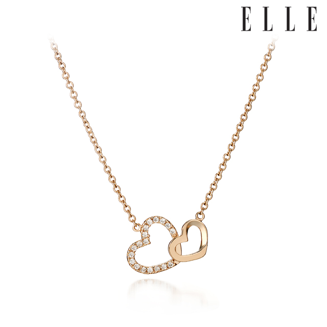 Two Heart Necklace ELBRNN119 Yellow Gold In South Korea ELLE