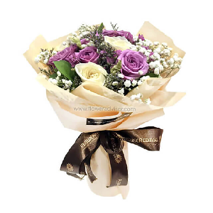 보라색과 흰색 장미 9송이 부케 item image
