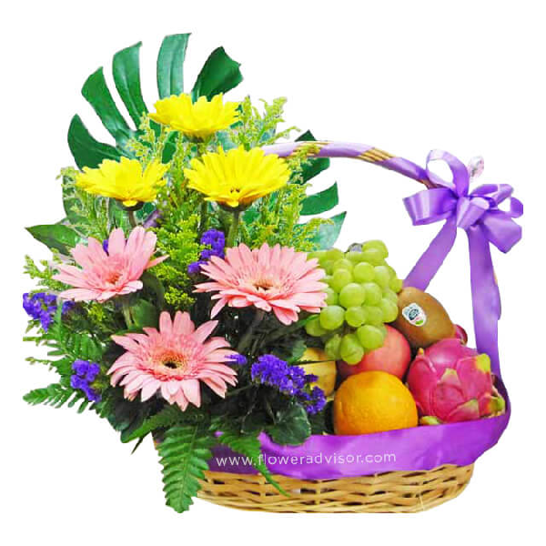 Mixed gerberas adn fruit baskets item image