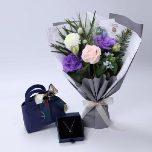 Symphony Bouquet + Signature Stone Silver Necklace + Bling Bag product image