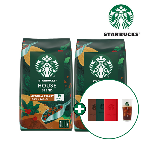 Whole Bean Coffee 1.13kg X 2 (House Blend) + Starbucks Iced Cup & Notebook Gift product image