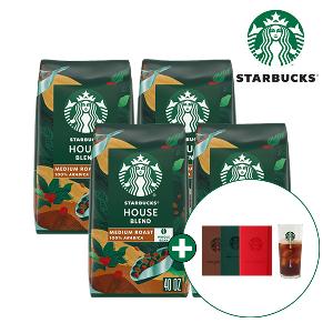 Whole Bean Coffee 1.13kg X 4 (House Blend) + Starbucks Iced Cup & Notebook Gift product image