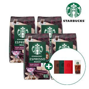 Whole Bean Coffee 1.13kg X 4 (Espresso Roast) + Starbucks Iced Cup & Notebook Gift product image