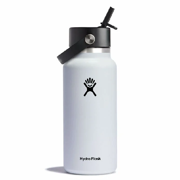 32oz Wide Mouth Bottle with Flex Straw Cap- White product image