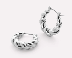 Paris Twisted Hoop Earrings Silver product image