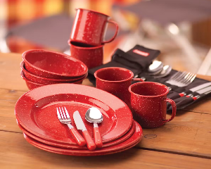 24 Piece Enamelware Dish Set and Flatware product image