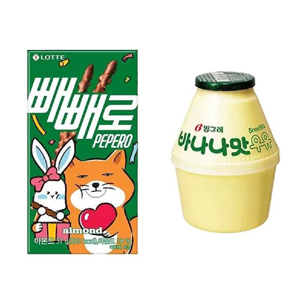 Lotte Almond Pepero (Box) + Binggrae Banana Milk 240ML product image