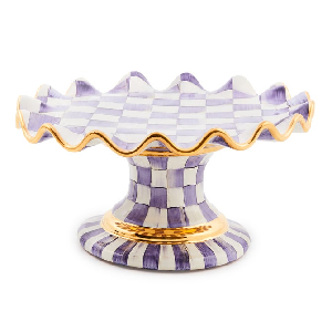 Check Fluted Ceramic Cake Stand Plum Check product image