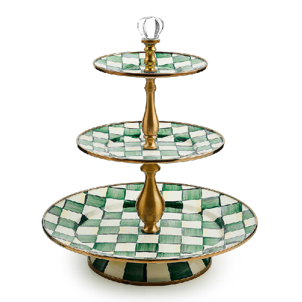 Three Tier Sweet Stand Emerald Check product image