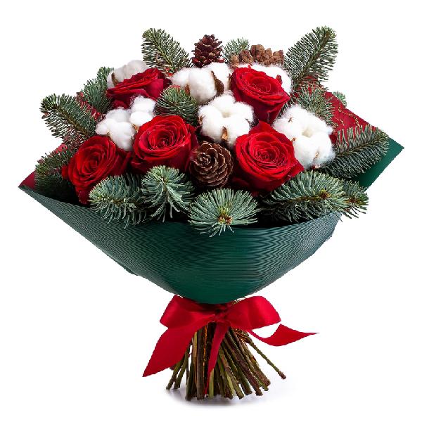 Winter Charm Pine and Rose Bouquet product image