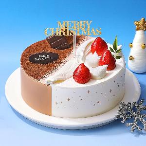 Christmas Half Chocolate & Half Strawberry Cake (with Deco Pick) item image