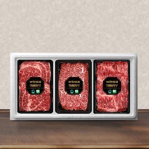 Grade 1 Antibiotic-Free Hanwoo Mixed Grilling Set No.5 (Total 1.2kg/400g each/Ribeye + Flat Iron + Brisket Point) Chilled product image