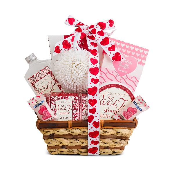 White Tea and Warm Ginger Valentine Spa Gift Basket product image