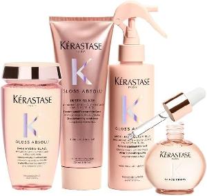 Kerastase Gloss Absolu Hydra-Illuminating Shampoo 250ml, Gloss Enhancing Conditioner 200ml, All-in-1 Smoothing Spray 190ml & High-gloss Lightweight Oil 45ml l Pack product image