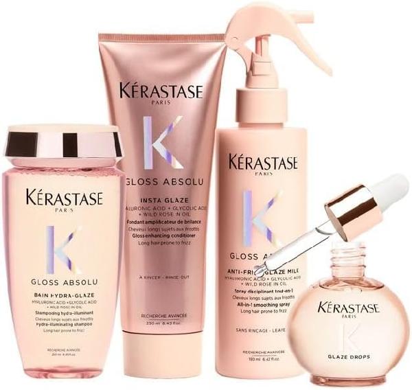 Kerastase Gloss Absolu Hydra-Illuminating Shampoo 250ml, Gloss Enhancing Conditioner 200ml, All-in-1 Smoothing Spray 190ml & High-gloss Lightweight Oil 45ml l Pack product image