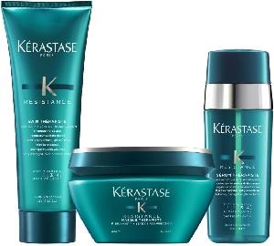 Kérastase Resistance Therapiste, Complete Hair Repairing Treatment For Very Dry and Damaged Normal to Thick Hair, Contains Strengthening Shampoo, Healing Mask & Heat Protection Serum, Trio Set product image