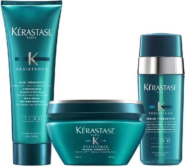 Kérastase Resistance Therapiste, Complete Hair Repairing Treatment For Very Dry and Damaged Normal to Thick Hair, Contains Strengthening Shampoo, Healing Mask & Heat Protection Serum, Trio Set product image