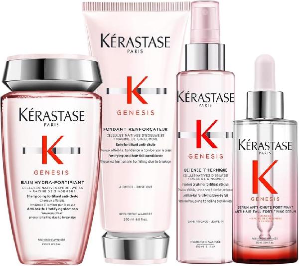 KÉRASTASE Genesis, Routine to Combat Hair Fall Due to Breakage, For Fine Hair, Contains Nourishing and Fortifying Shampoo, Conditioner, Leave-In Treatment & Heat Protectant Fluid, Quad Set product image