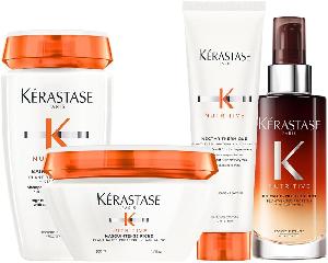 Kérastase Nutritive, Routine for Very Dry Thick Hair Lacking Nutrition, Contains High Nutrition Rich Shampoo, with Niacinamide, Nourishing Mask, Anti-Frizz Heat Protection Milk & Night Serum, Quad Set product image