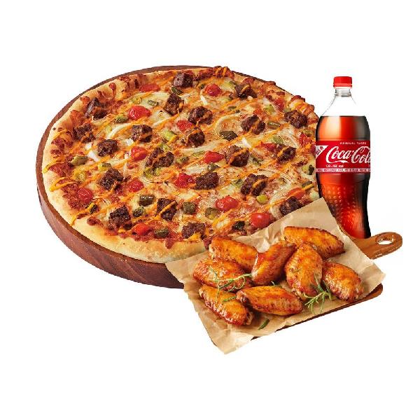 (Original) Grilled Patty Cheese Burger Pizza L + Western Hot Wings + Cola 1.25L product image