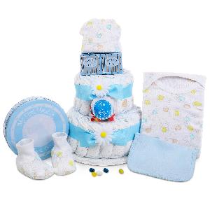 Blue Two-Tier Diaper Cake Gift product image