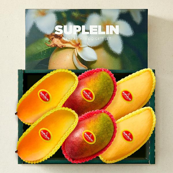 ART GIFT 3-Mango Variety Mixed Gift Set Apple Mango & Thai Mango & Maha Chanok, Total 2.5KG or More (Royal Grade/6 pcs) product image