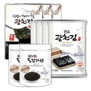 Roasted Unsalted Seaweed 10g 3 Packs+Full-Sheet Seaweed 25g 4 Packs+Seaweed Flakes 2 Packs product image