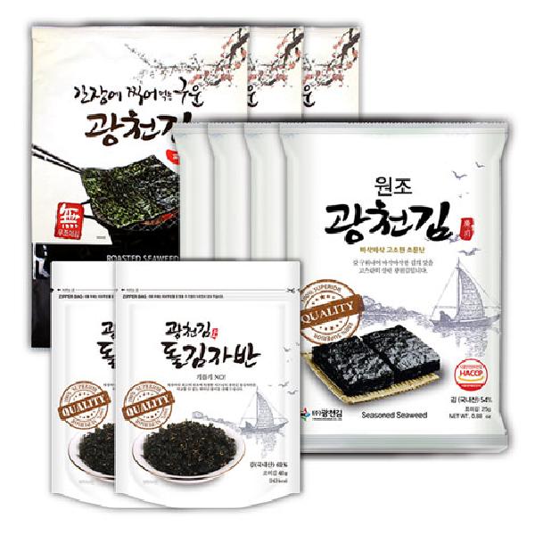 Roasted Unsalted Seaweed 10g 3 Packs+Full-Sheet Seaweed 25g 4 Packs+Seaweed Flakes 2 Packs product image