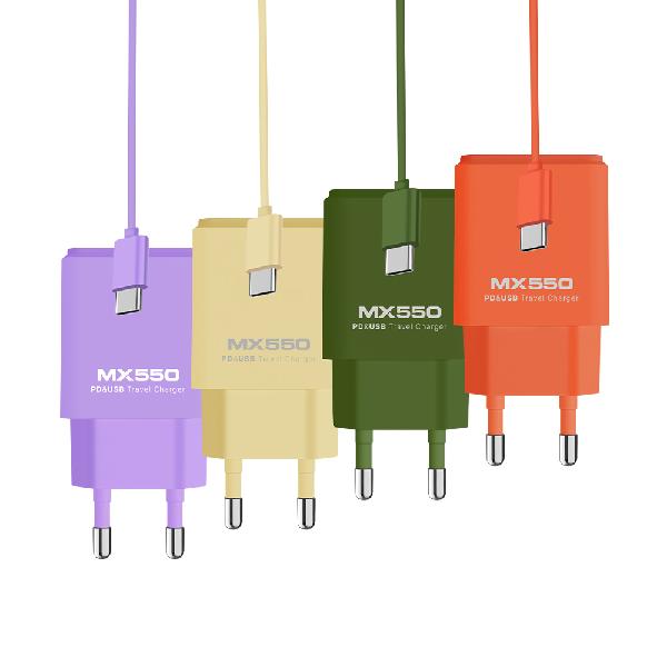 MX550 PD USB 20W 2-Port Vivid Dual Fast Charger (C to C Cable Included) product image