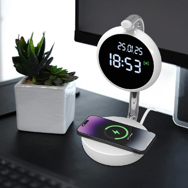 WCP-320 Fast Wireless Charging LED Desk Clock Mood Light product image