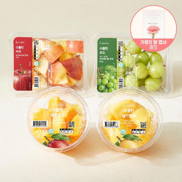 Ready-to-eat Cut Fruit 4-Variety Set 1kg (Apple Mango, Gold Mango 200g / Green Grapes, Apple 300g) item image